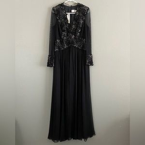 Stephen Yearick Harriet Kassman 100% Silk Beaded Gown Size 12 Dress Vintage